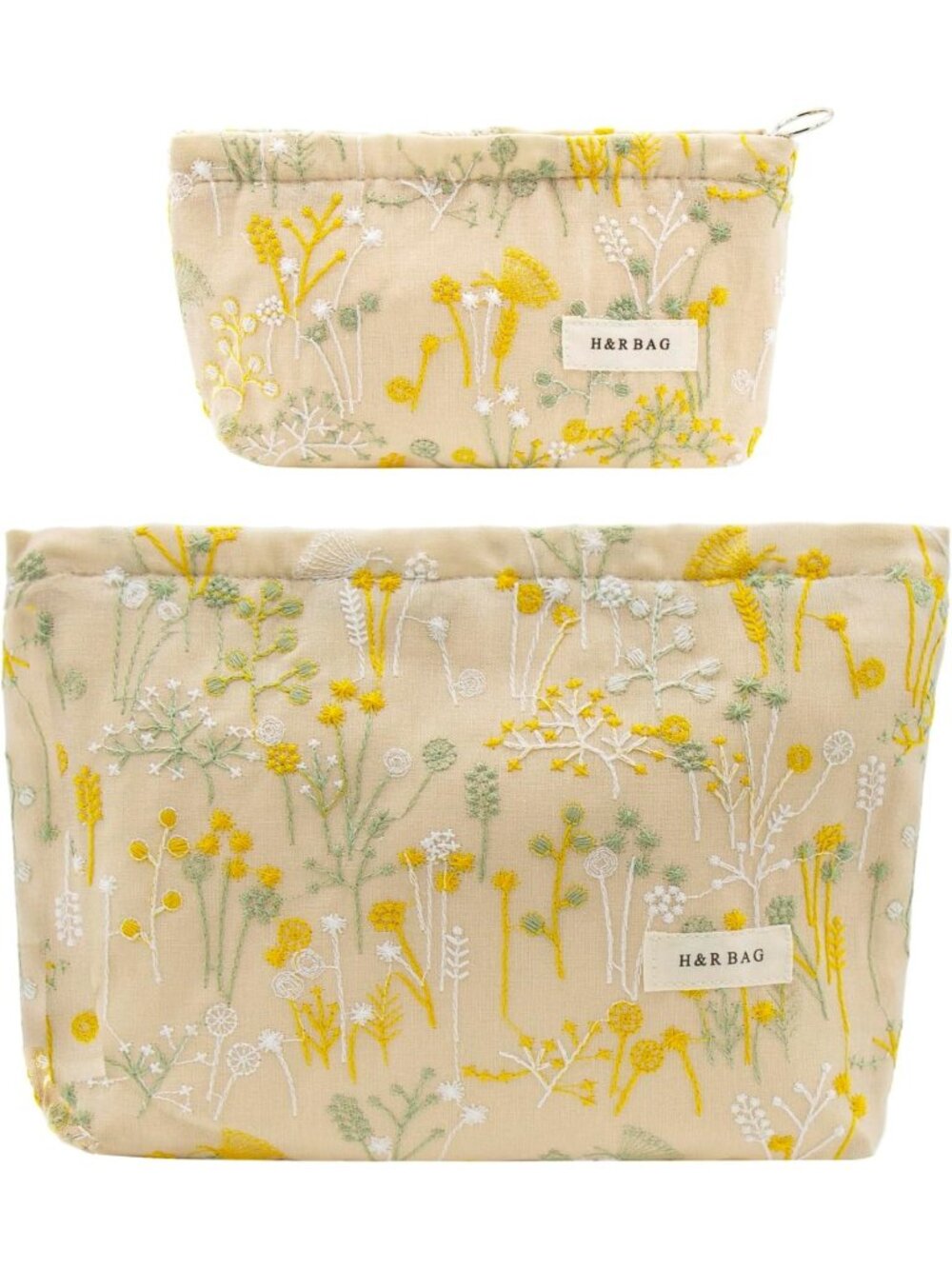 2 Pcs Large Floral Makeup Bags & Small Cosmetic Pouch - Travel Toiletry